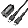 Baseus grey 30W PPS fast car charger with single USB port and 1 metre cable