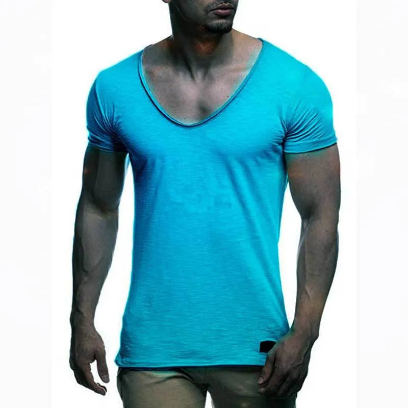Men's v-neck short sleeve t-shirt in modal fabric, slim fit, available in multiple colours