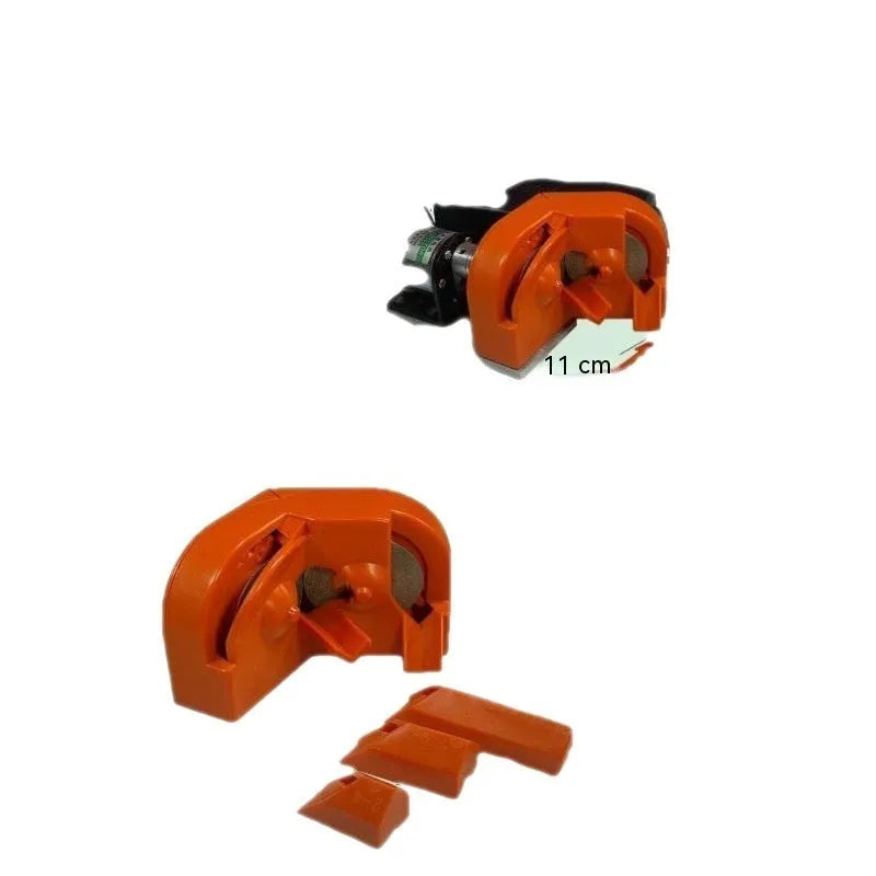 Universal portable grinding sander tool with orange and black replacement wheels
