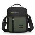 Men's green nylon casual crossbody messenger bag with a single shoulder strap.