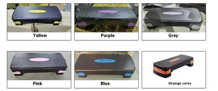 Grey Fit Step aerobics platform made of ABS plastic, dimensions 68cm long by 28cm wide by 15cm high.