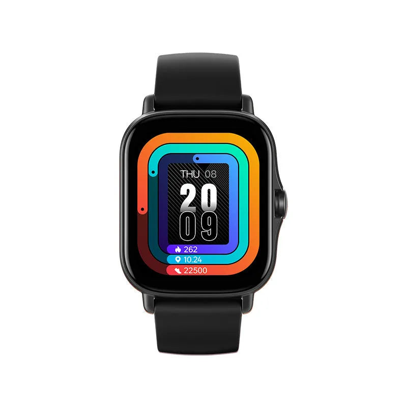 GT20 black smartwatch on wrist showing heart rate monitoring screen