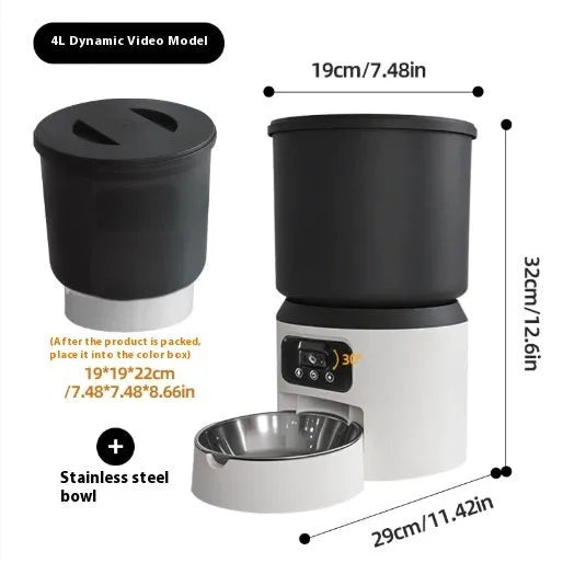 4L smart pet feeder with remote control and camera monitoring options