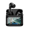 E20PRO touch screen Bluetooth headset with active noise reduction in black, digital display showing battery level