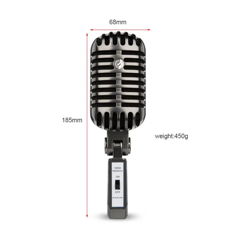 Retro-style wireless condenser microphone for karaoke and live streaming.