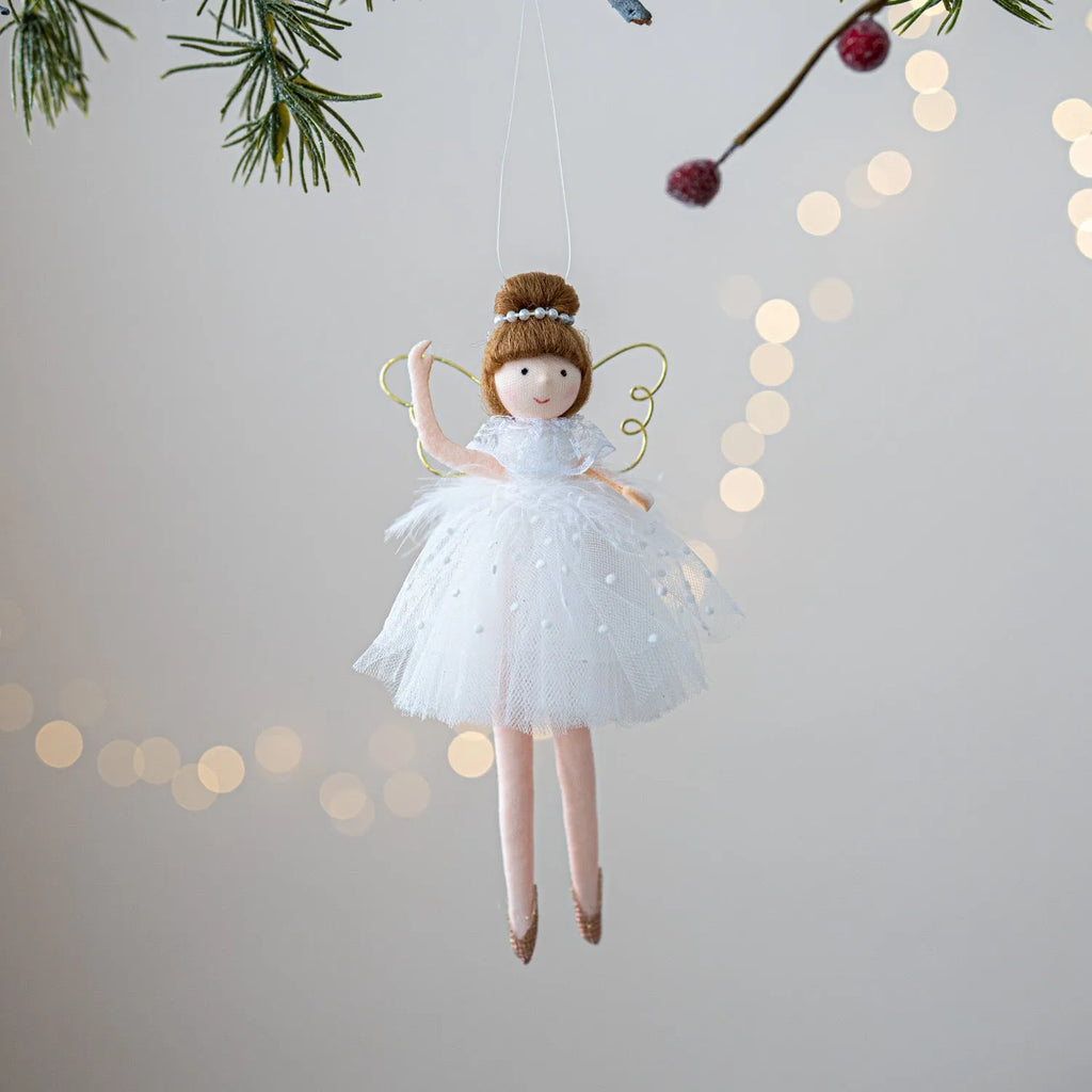 Pink and white cloth ballet girl angel plush doll pendant for decorative display