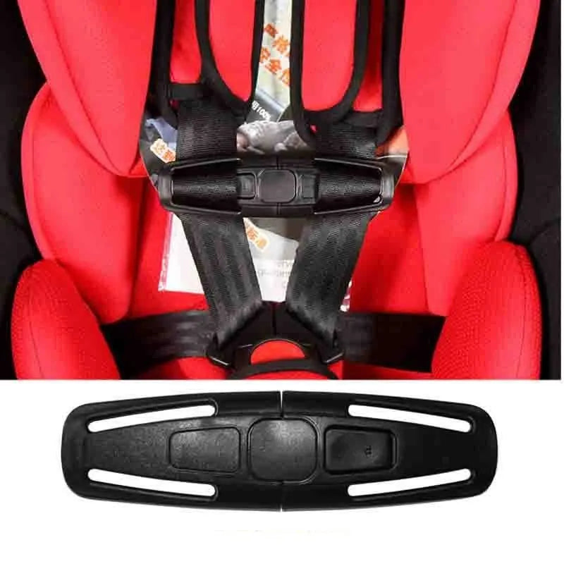 Black nylon seat belt clip for child safety seats with 5-point buckle design