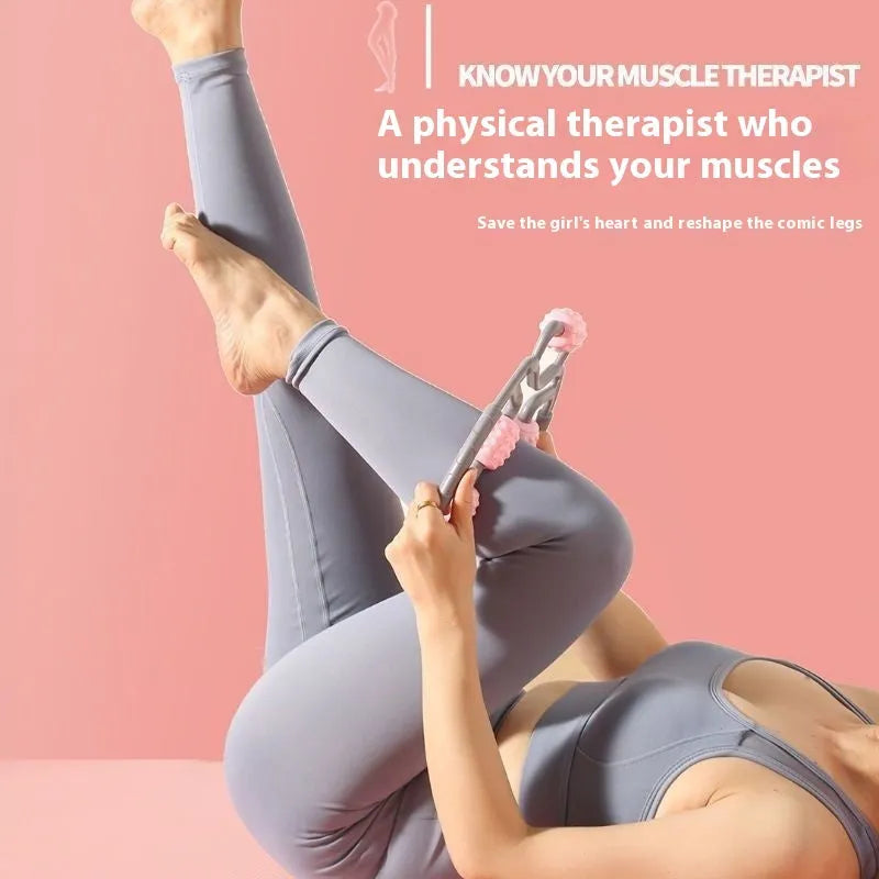 Ring clip leg massager roller with multiple wheels for muscle relaxation in PP plastic