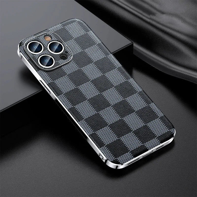 Genuine leather back cover for iPhone 13 in Elegant Black with camera cutout