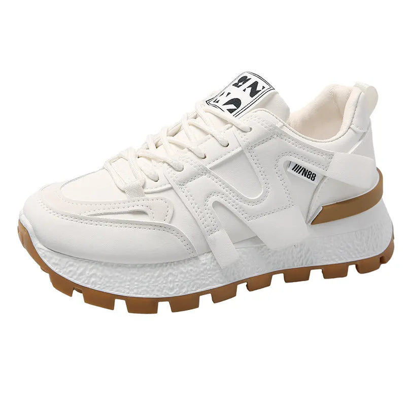 Low-top lace-up sneakers with artificial PU upper and rubber sole in black or white colour