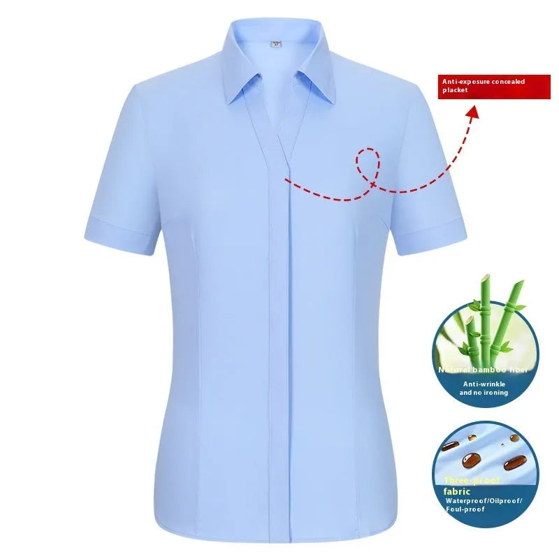 Men's bamboo fibre waterproof work shirt with square collar in slim fit business formal style