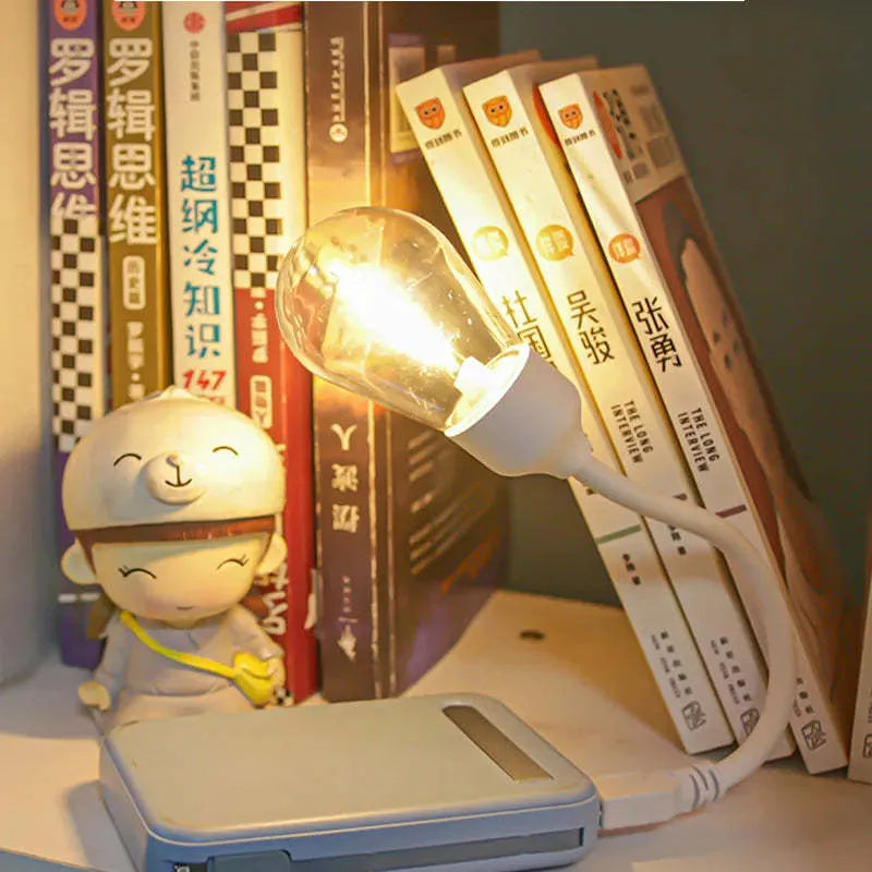 USB rechargeable folding tungsten night light with warm white glow