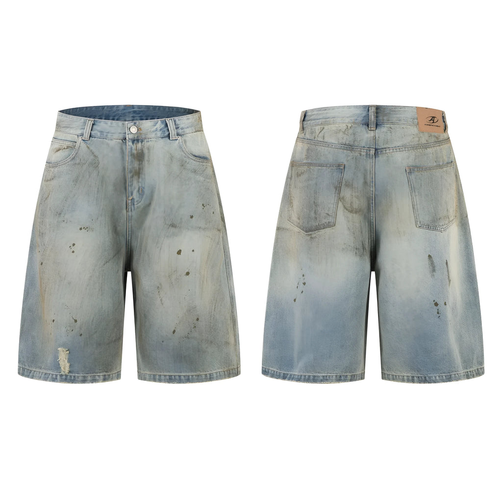 Pu Shuai washed blue cropped straight-leg denim jeans with zipper fly opening