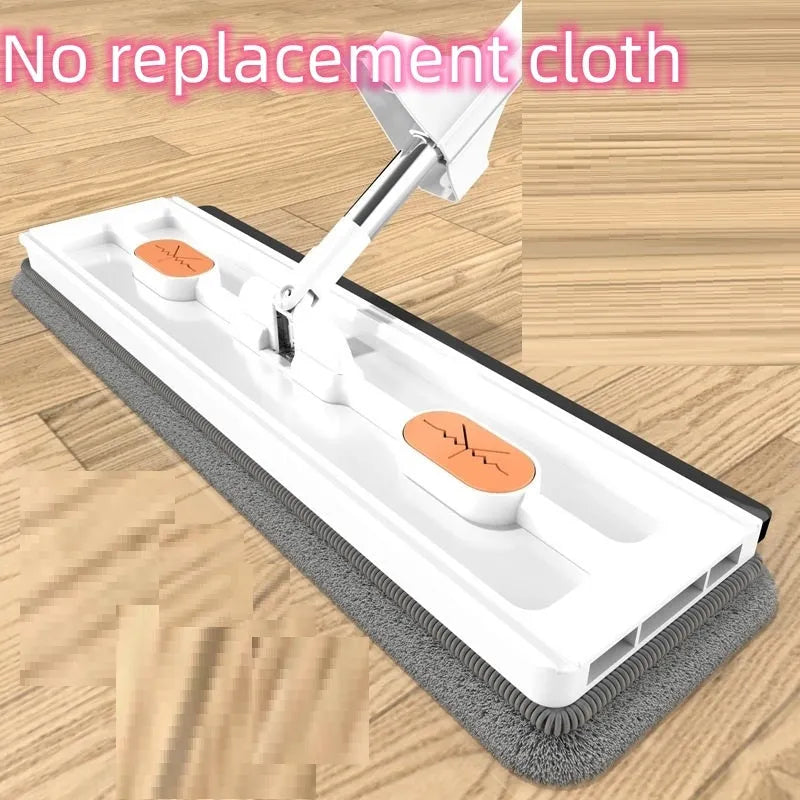 Large flat mop with stainless steel handle and rotating head for floor cleaning