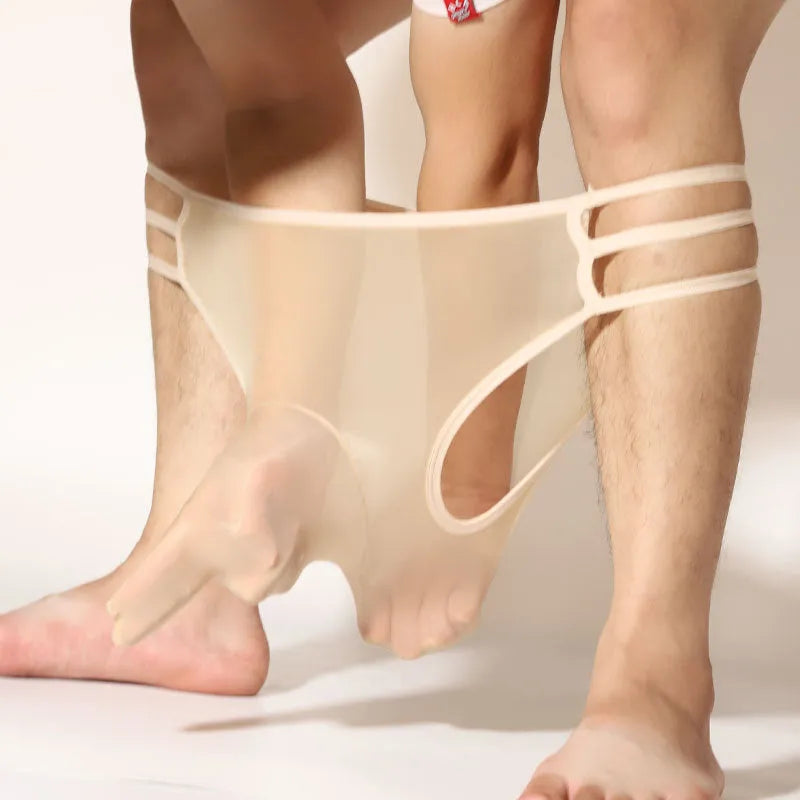 Men's transparent nylon shorts with an elephant nose design in a solid colour on a mid waist free size fit