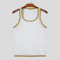 Men's tight mesh fitness vest in solid white or black colour with straight hem design
