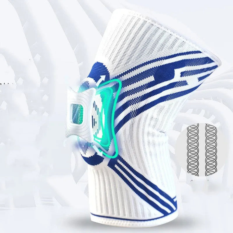 Blue high elasticity cotton knee pad for basketball and running sports.