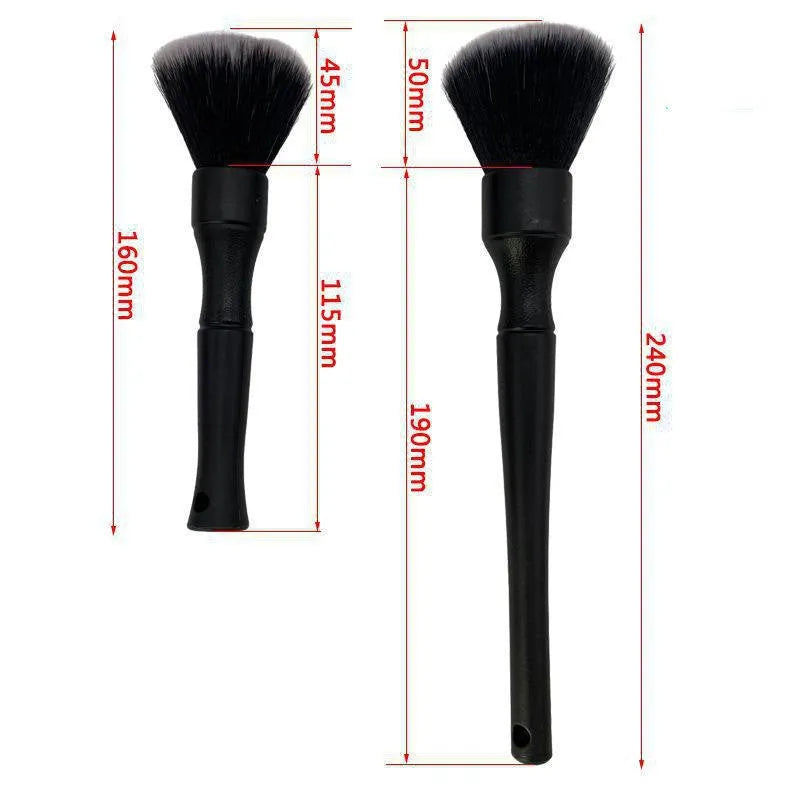 Black car detailing brush with soft pig hair bristles and PP plastic handle