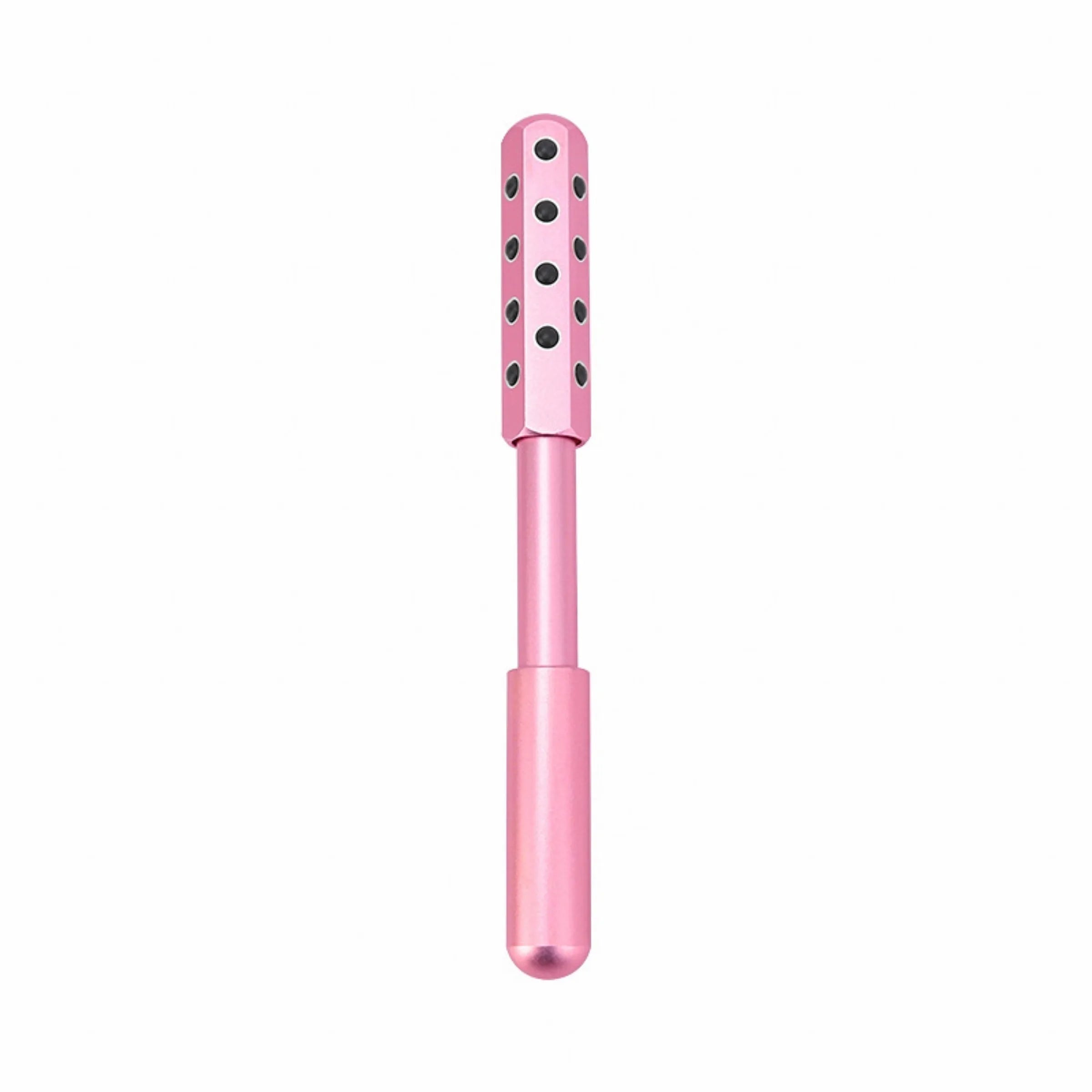 Purple handheld beauty massage roller with germanium particles for facial treatment