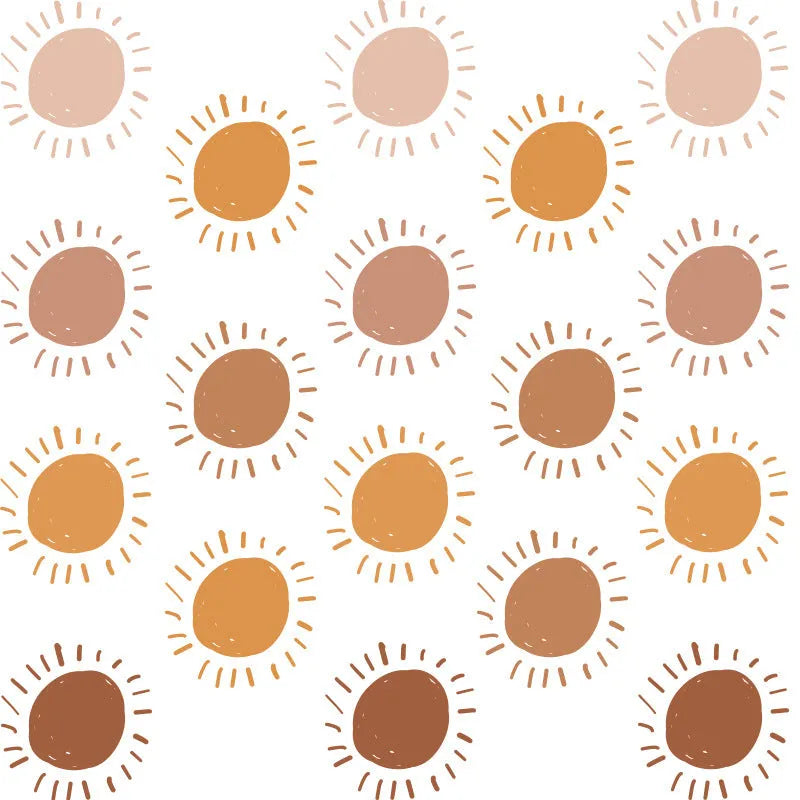 Cartoon sun plastic wall sticker set, three 29x20cm layouts, self-adhesive, for children's room decoration