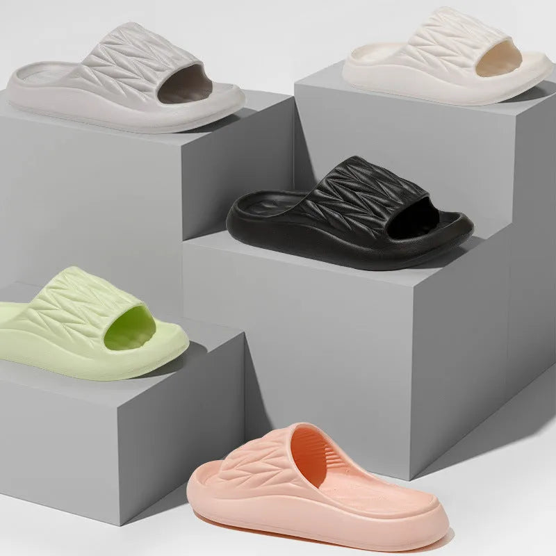 Leaf texture design EVA household slippers with non-slip soles in multiple colour options