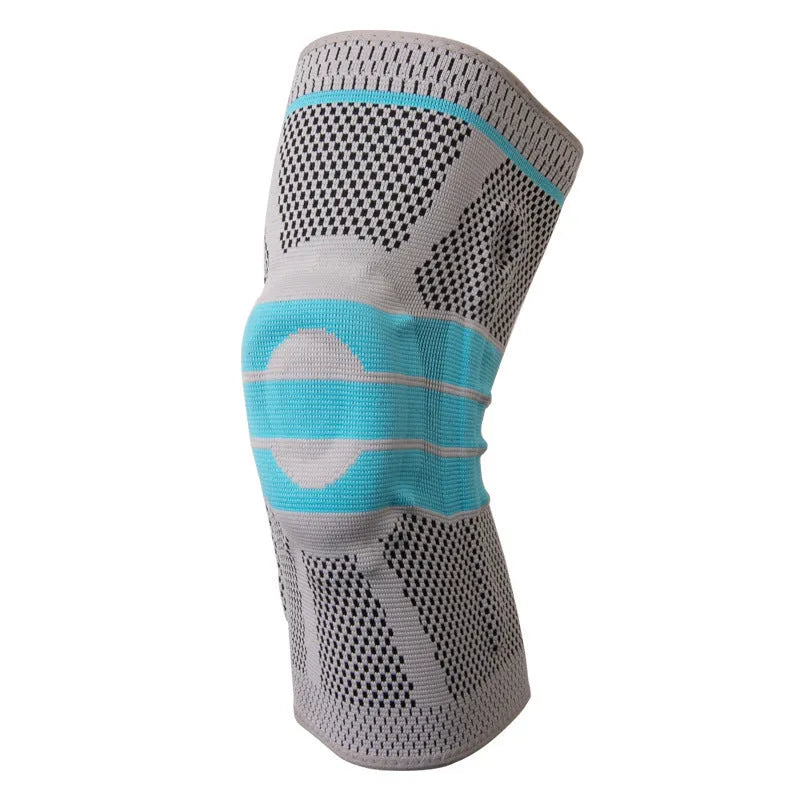 Sky blue silicone running basketball knee pad made from elastic fibre.
