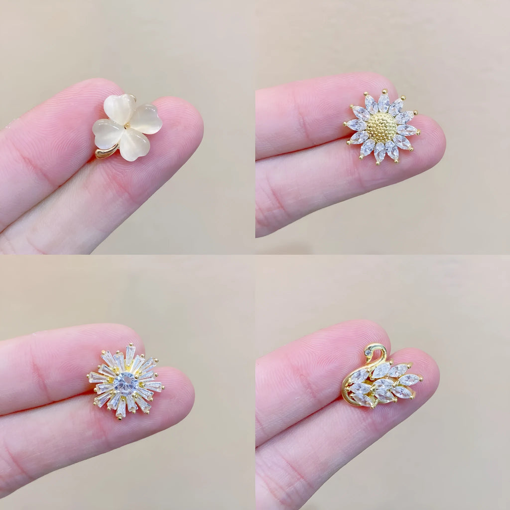Japanese cute style fixed brooch for women in electroplated copper with geometry shape