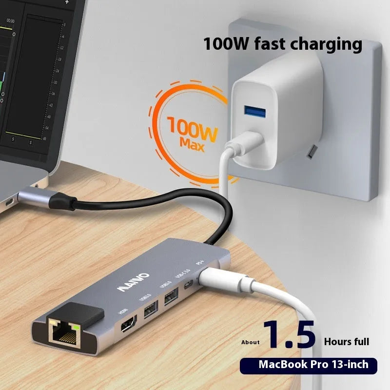 Steam Deck docking station with aluminium alloy shell and six ports including HDMI and ethernet