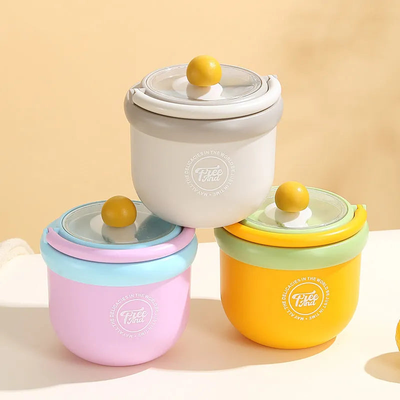 Insulated portable milk cup with lid and spoon in dopamine grey, 500ml 304 stainless steel version