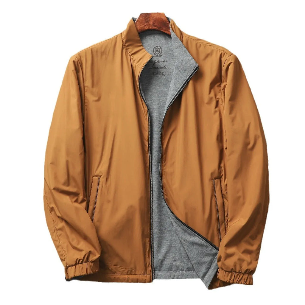 Men's stand collar casual jacket in polyester blend fabric available in multiple colours