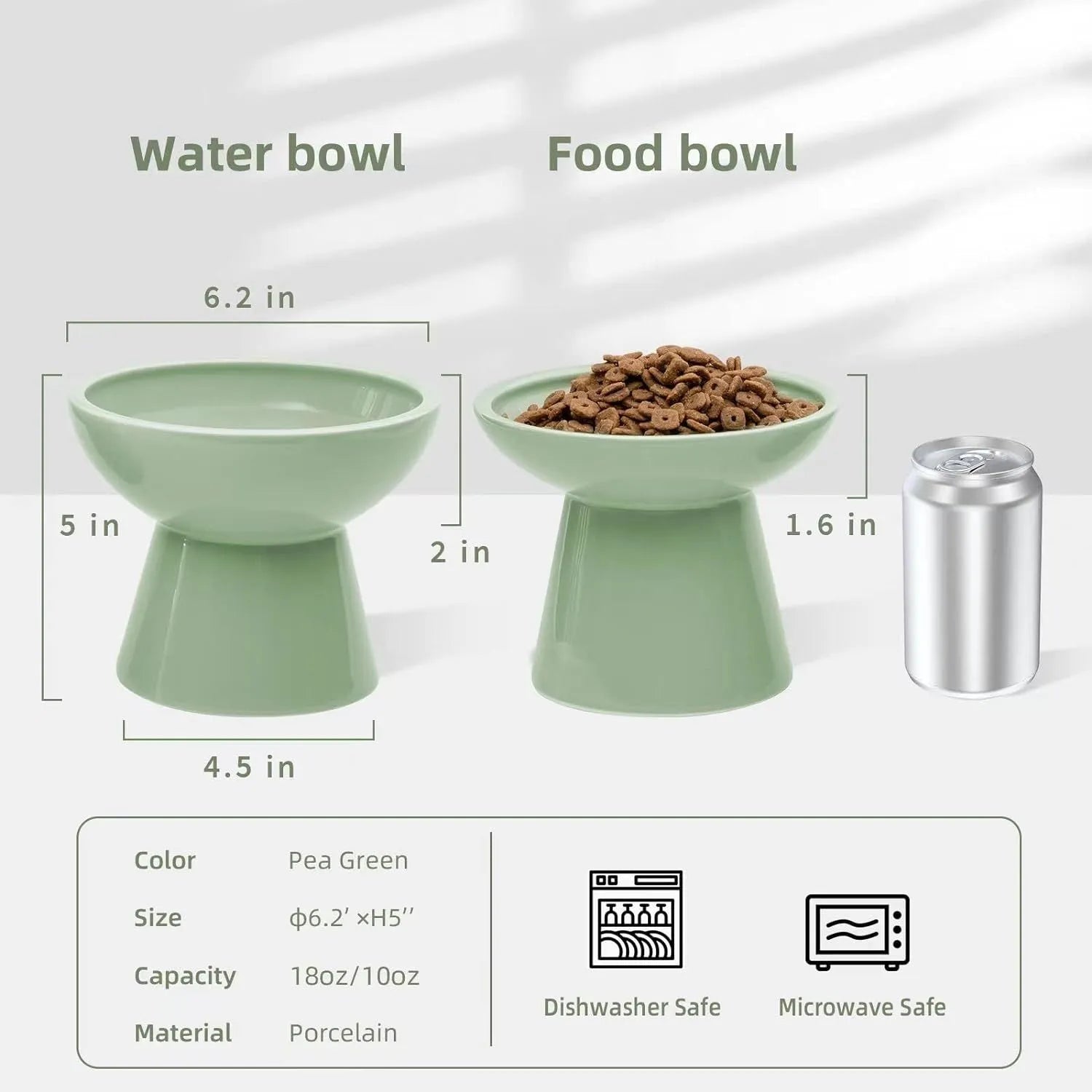 Blue elevated ceramic cat bowl with wide shallow dish on a white background.