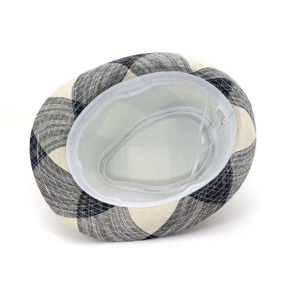 Polyester straw hat in black or blue with bell crown style for sun protection