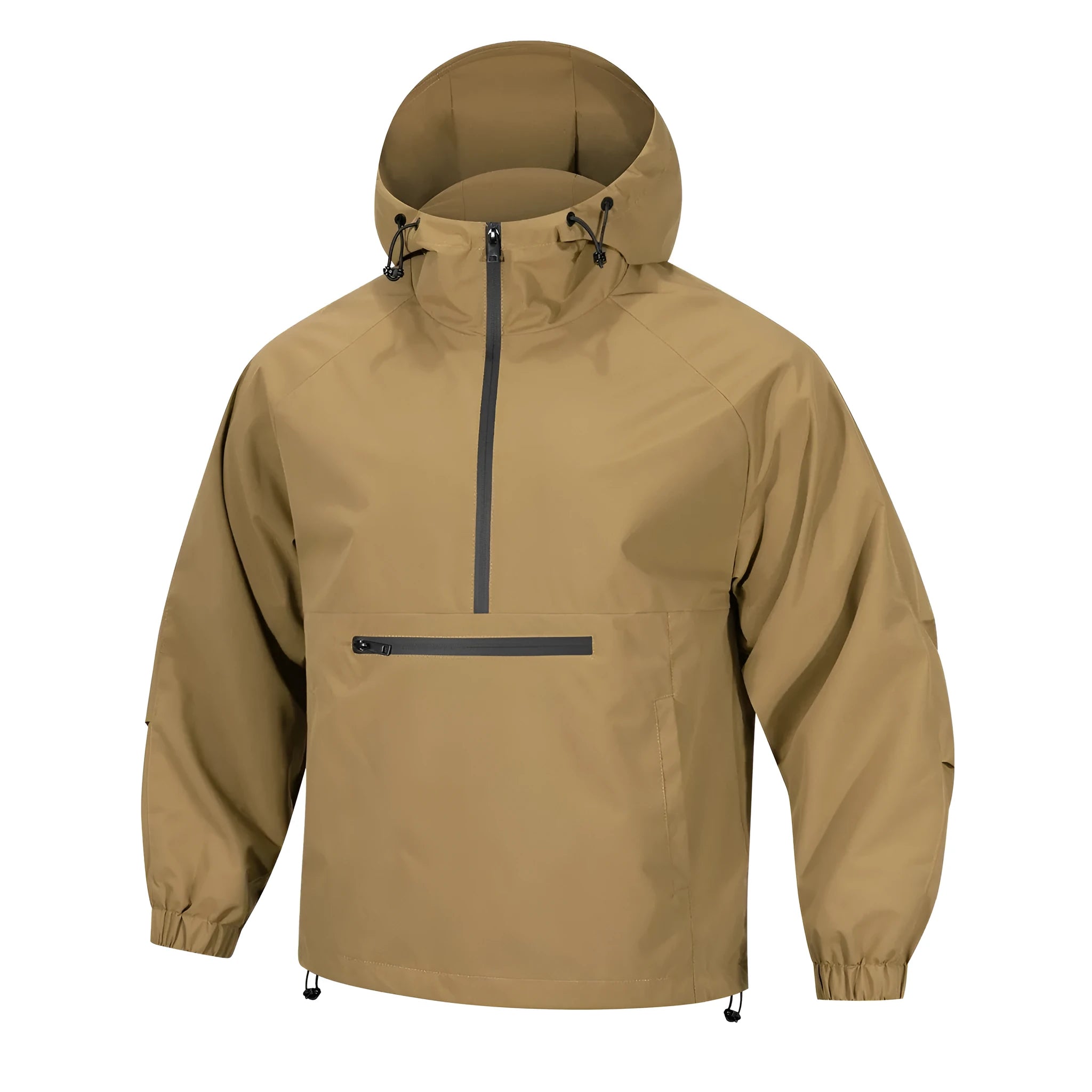 Men's Korean-style loose half-zip hooded corduroy jacket in rabbit fur blend