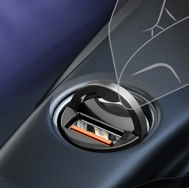 Baseus grey 30W PPS fast car charger with single USB port and 1 metre cable
