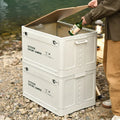 45-litre foldable plastic storage box in solid colour with wooden lid option