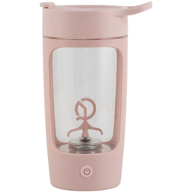 Portable rechargeable blender bottle in four colours with 650ml capacity and integrated blending mechanism