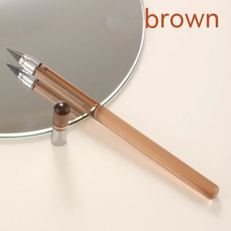 Transparent acrylic eternal pencil with alloy pen head showing internal mechanism