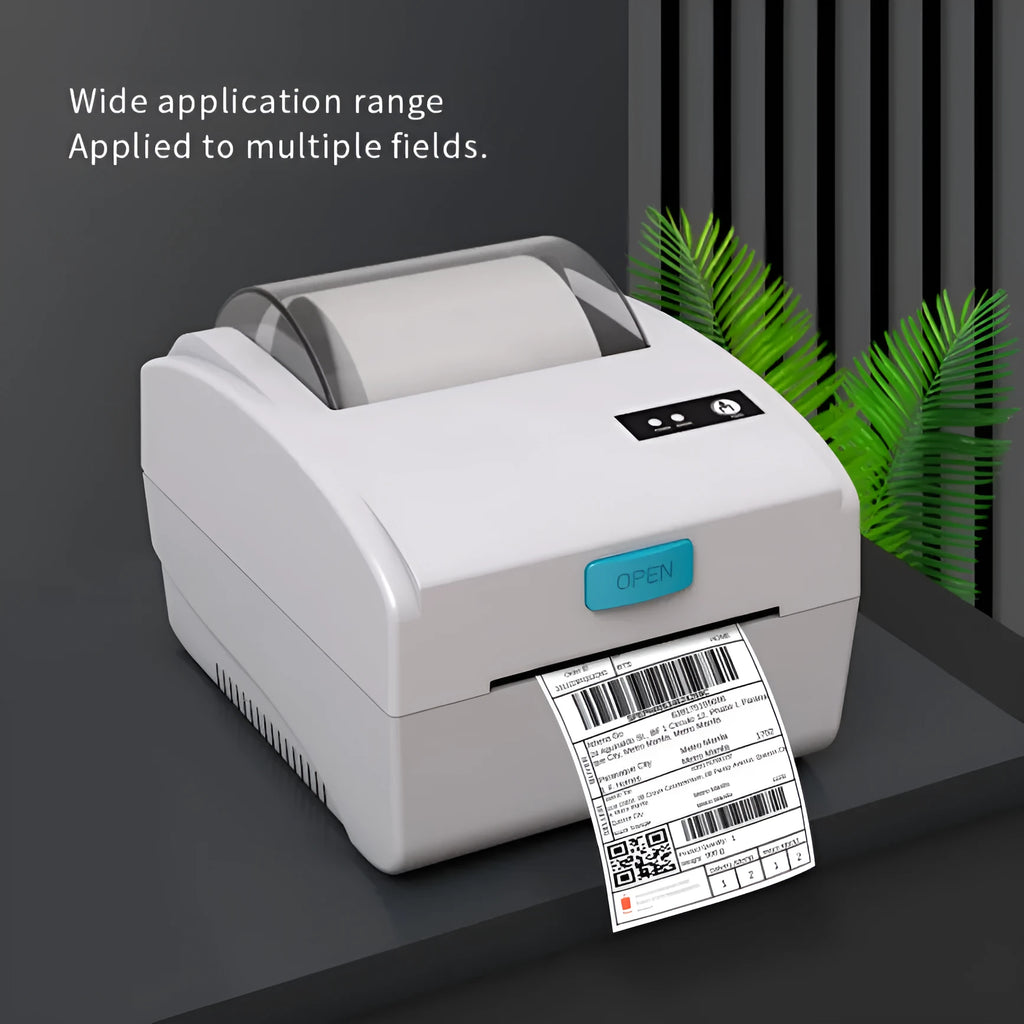 White Bluetooth thermal label printer with compact dimensions for shipping labels
