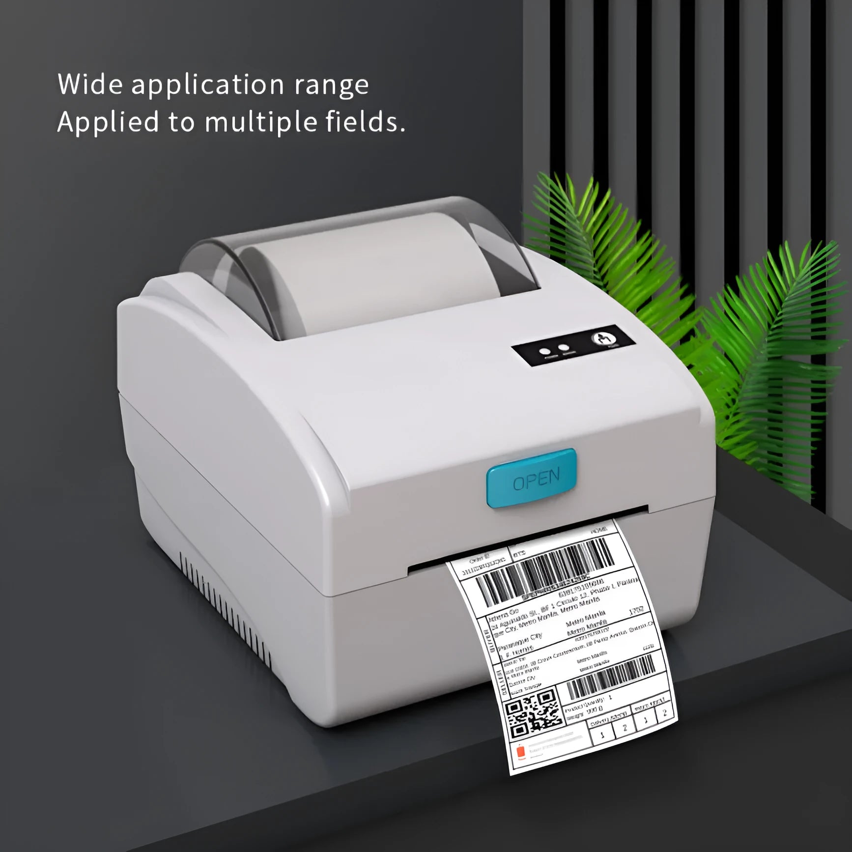 White Bluetooth thermal label printer with compact dimensions for shipping labels