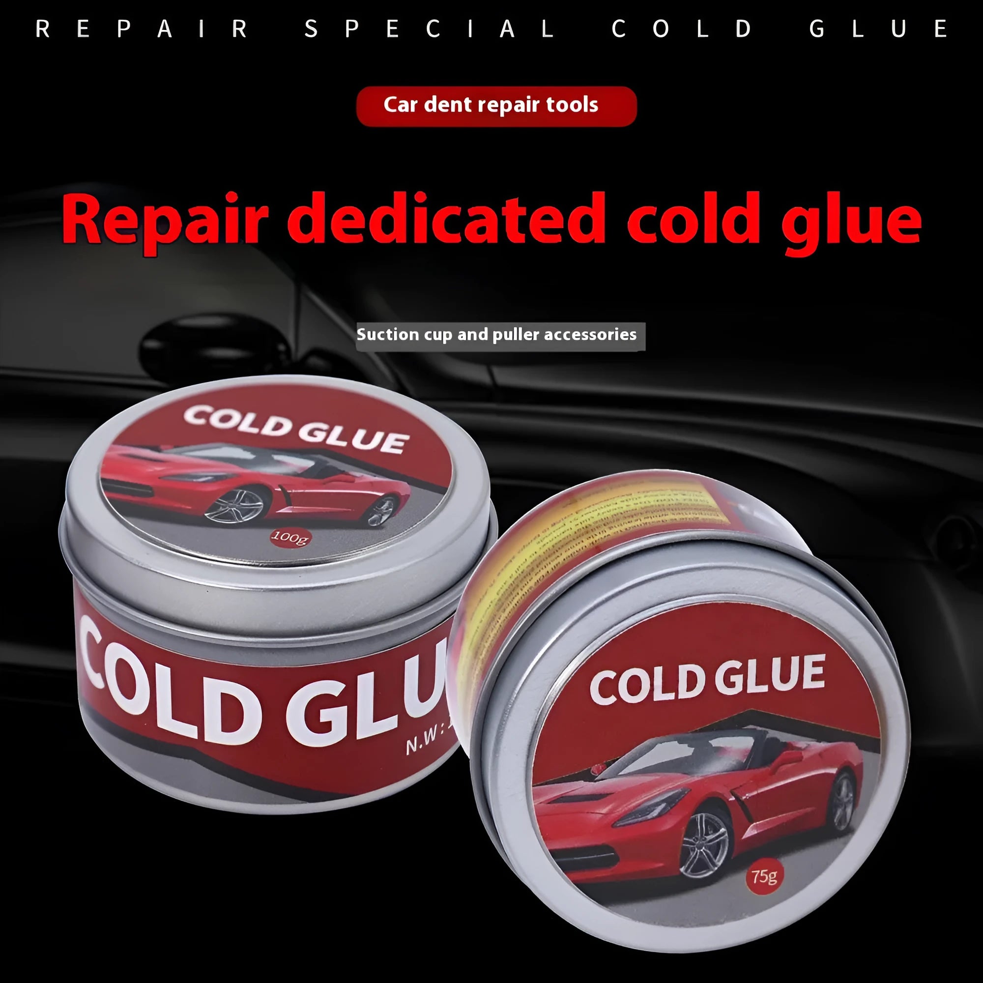 Cold glue container for automobile depression repair in 100g or 75g specifications