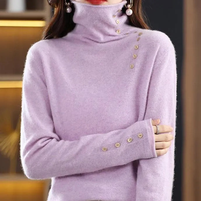 Women's slim fit knitted bottoming shirt in core-spun yarn with short 40cm length and regular sleeves