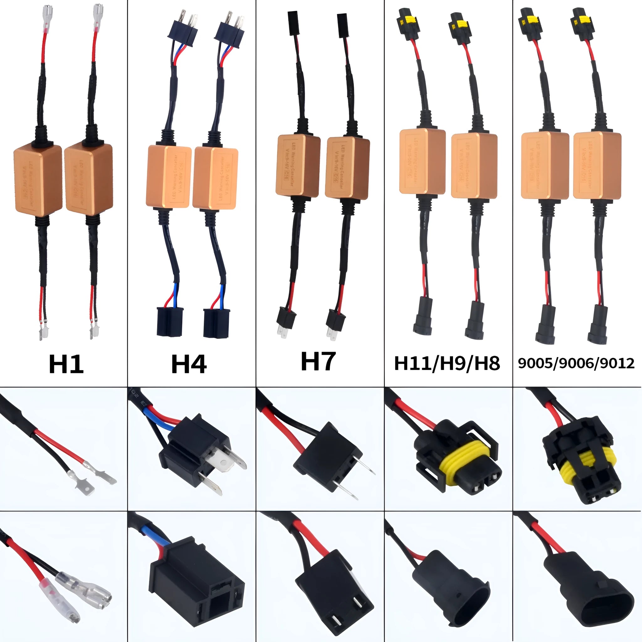 Black alloy H4 H7 H11 LED car headlight Canbus decoder with plug connectors