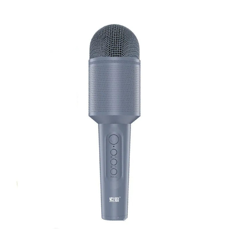 Wireless Bluetooth karaoke microphone with USB recording in pink, blue, or green colour