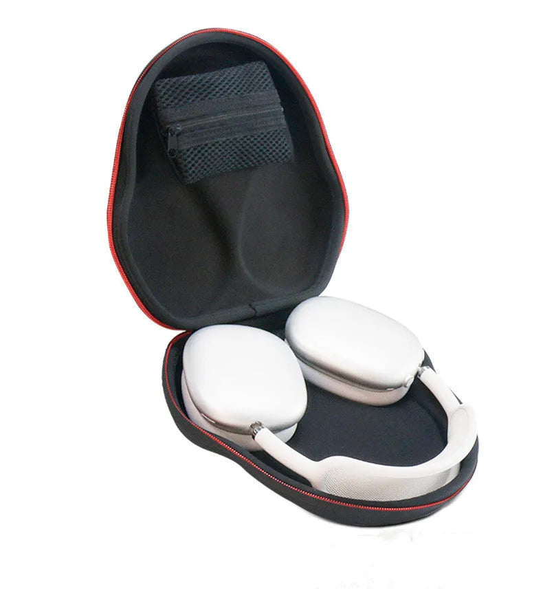 Black shockproof headphone storage bag made from EVA and Oxford cloth measuring 22 by 21 by 5.5 centimetres