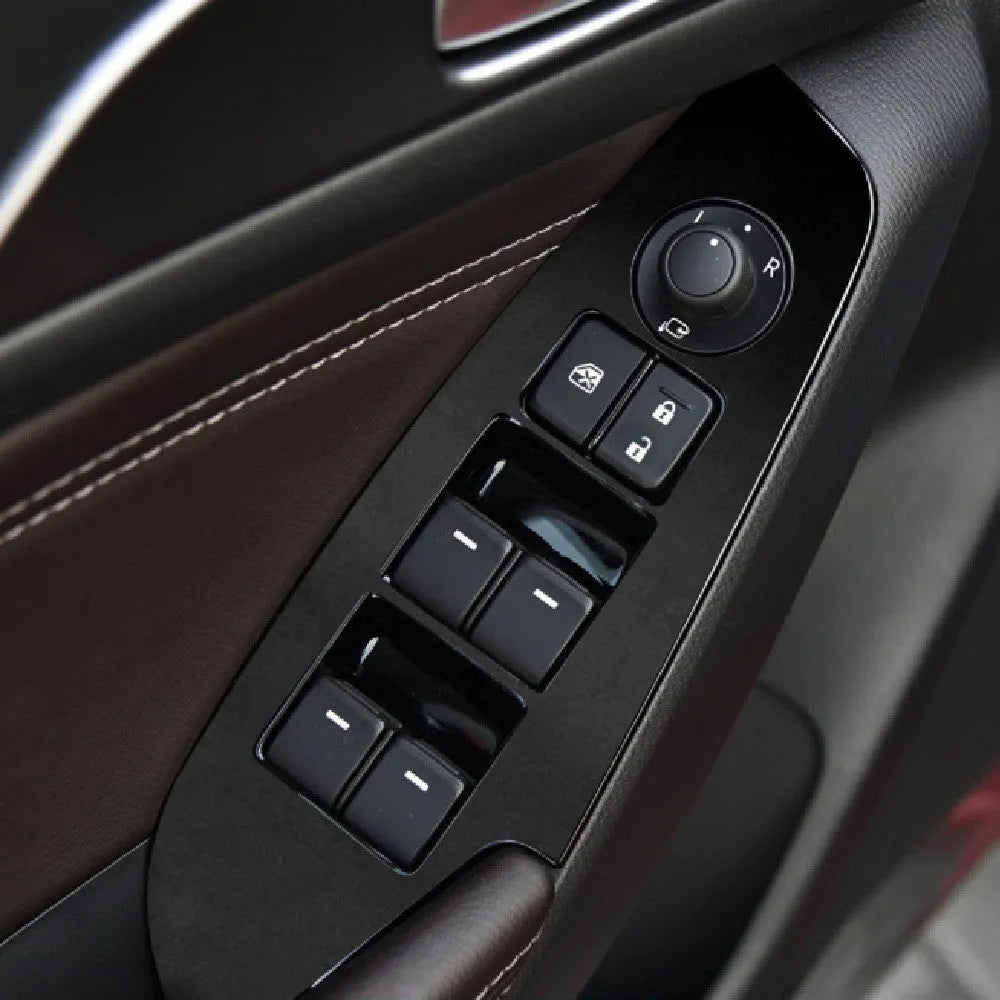 Four TPU protective films for 14-19 US/Canadian car dashboard door control panels in transparent and carbon fibre black