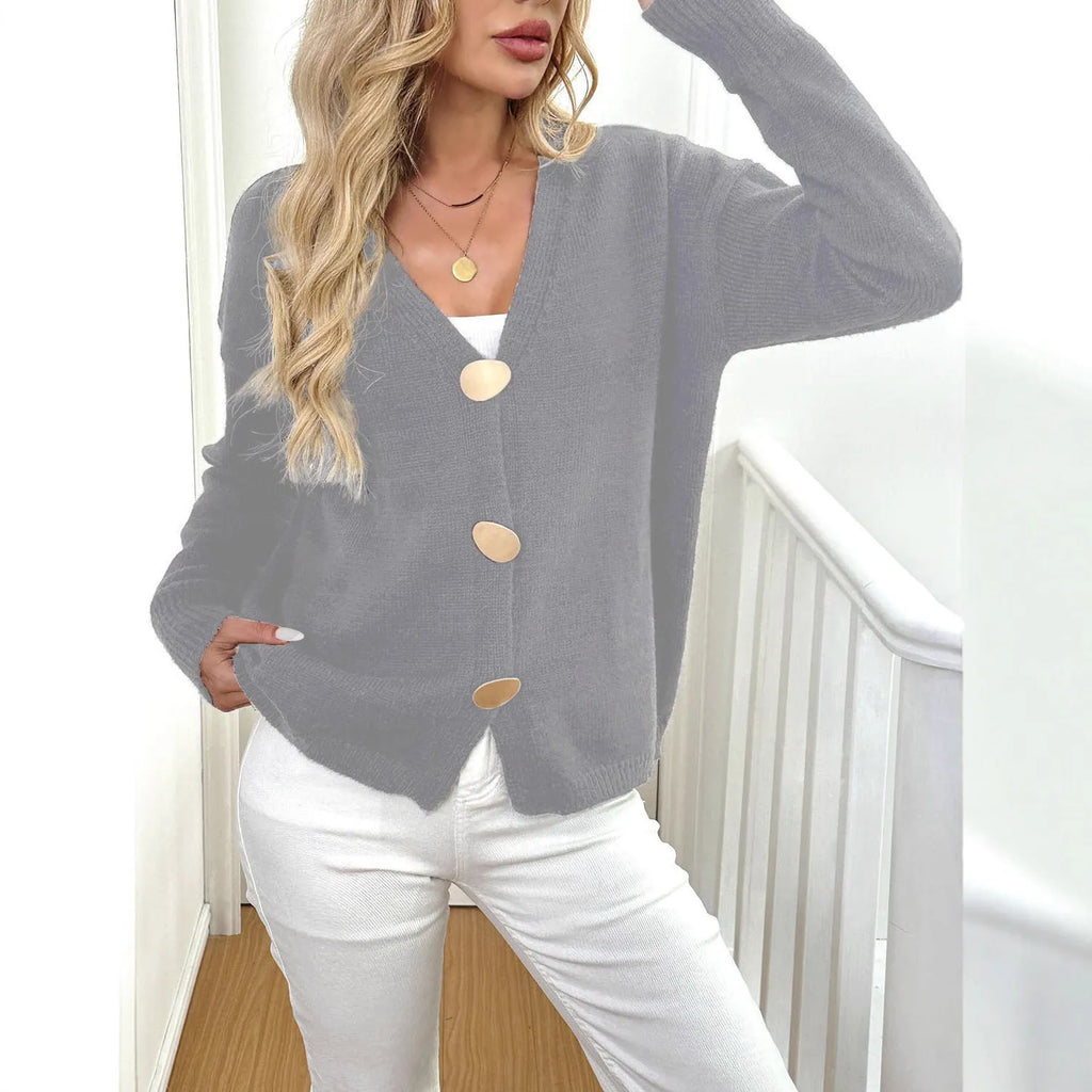 Women's grey deer plush long sleeve sweater coat with street hipster irregular design