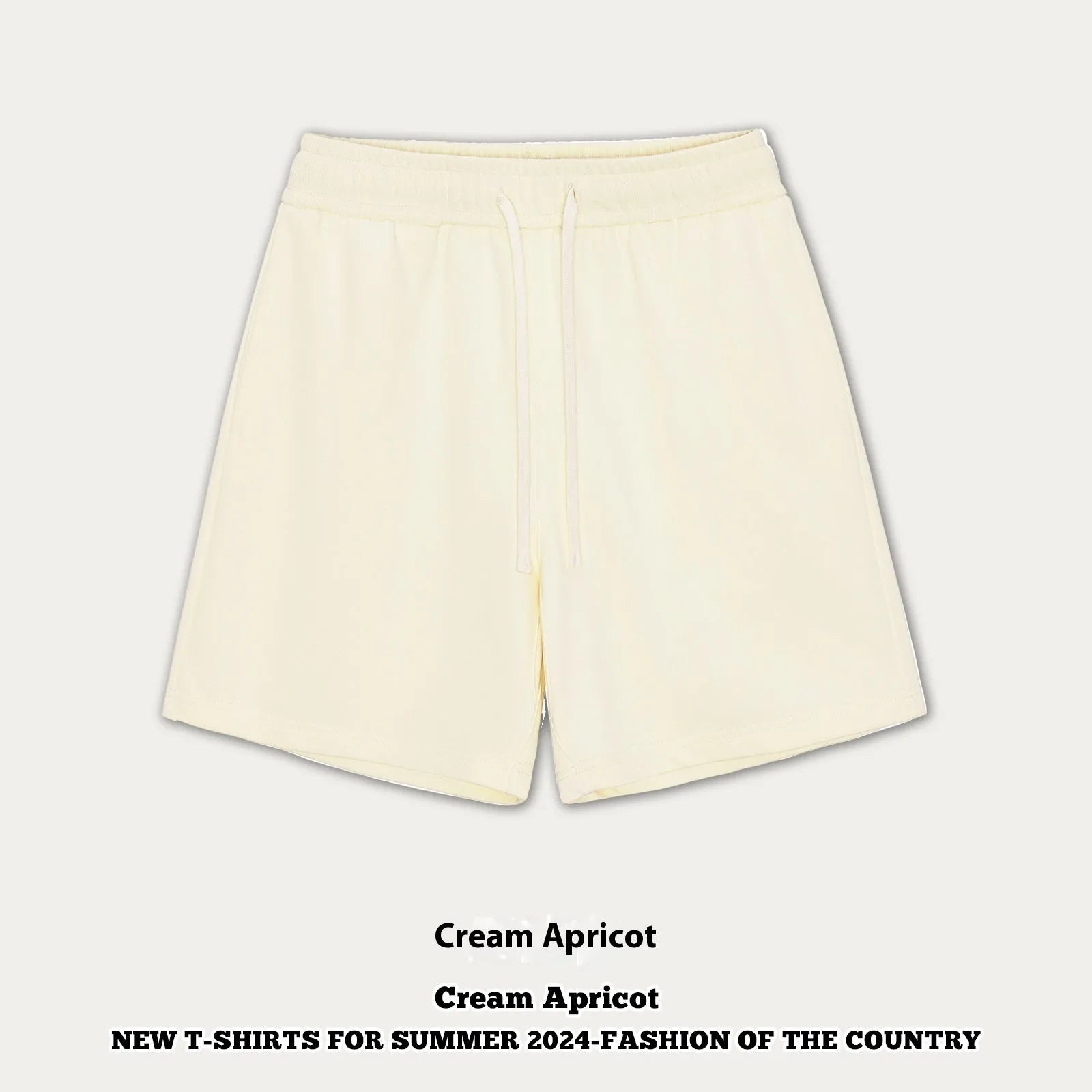Casual cotton denim shorts for a baby boy or girl in a loose fit, shown in khaki colour.