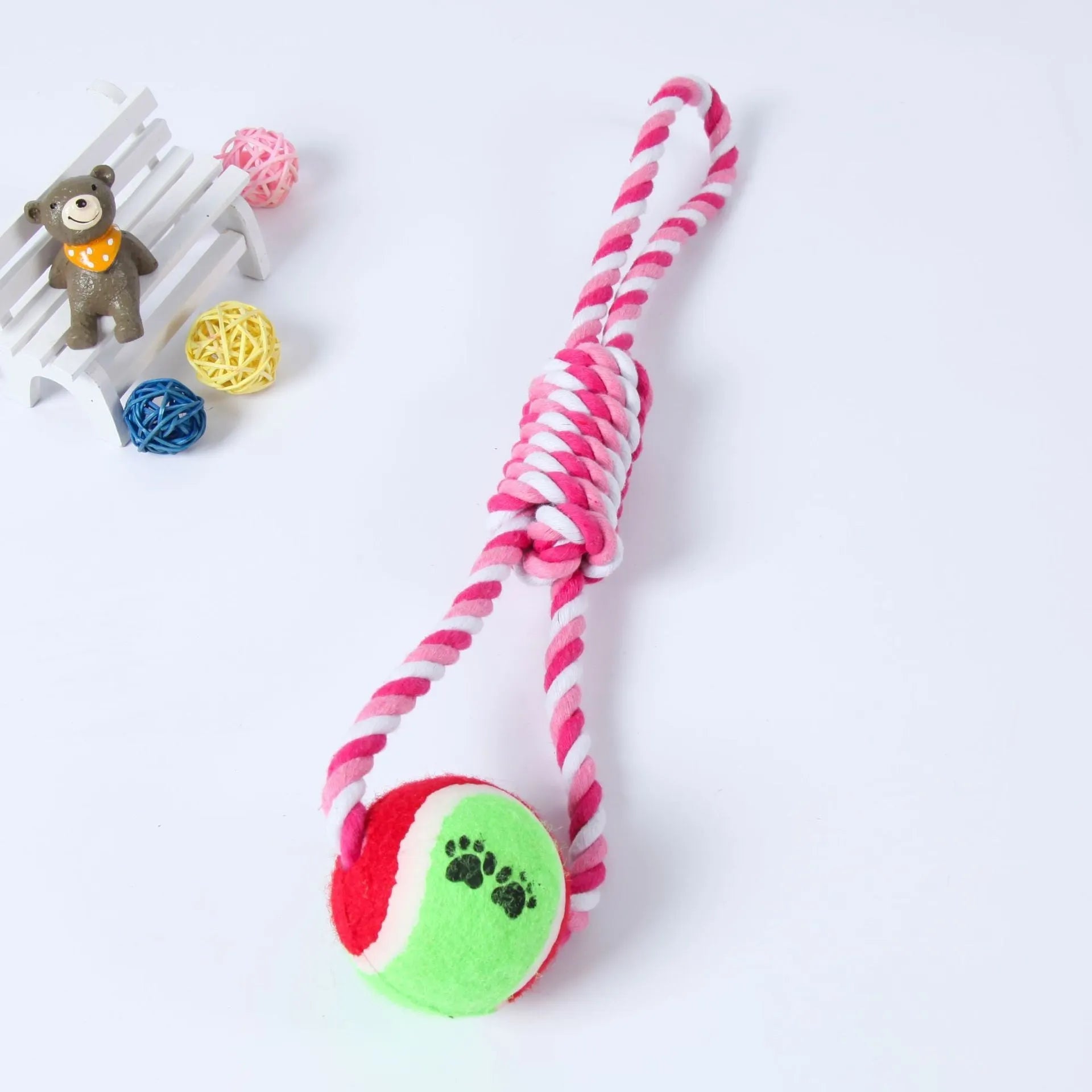 38cm red white and blue cotton string dog toy for medium and large breeds