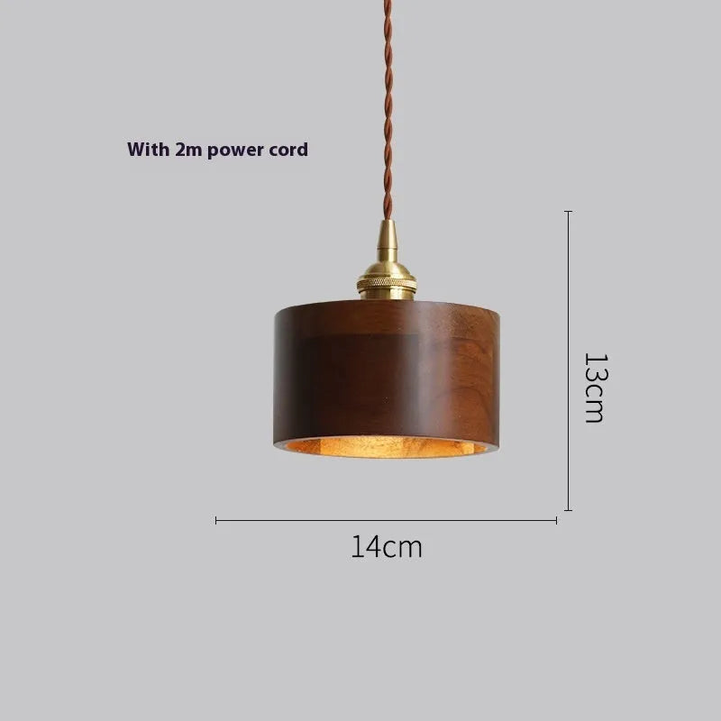 Black walnut and copper wood art single-head droplight chandelier for commercial lighting