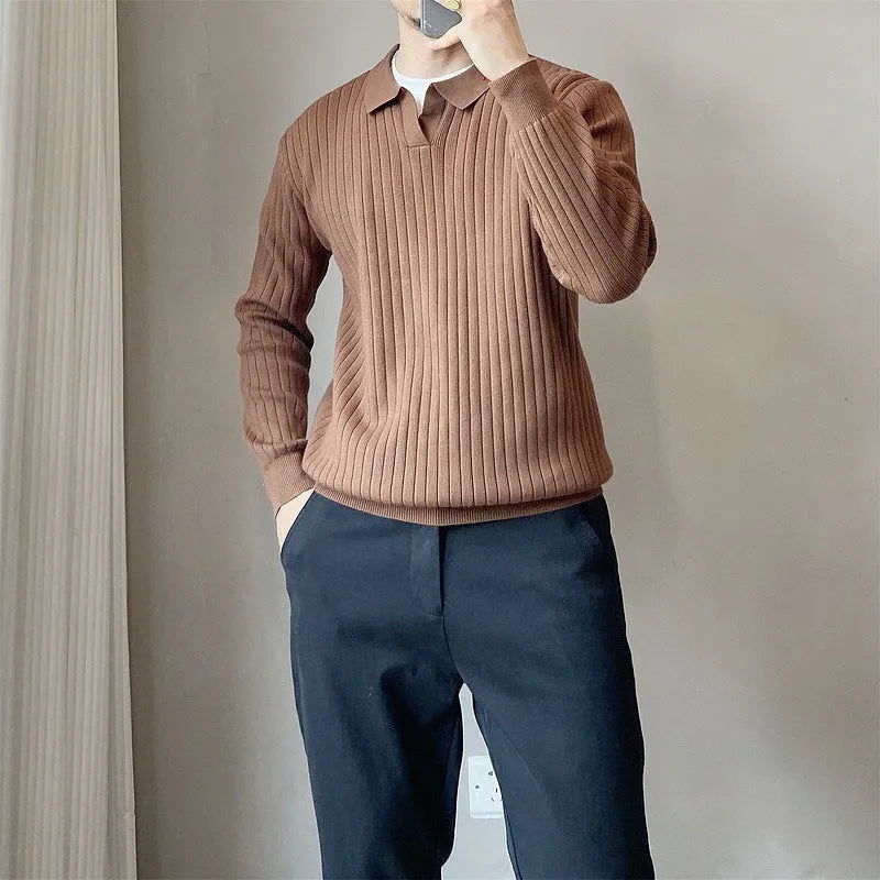 Men's rabbit fur modal knitted pullover sweater in loose fit with long sleeves